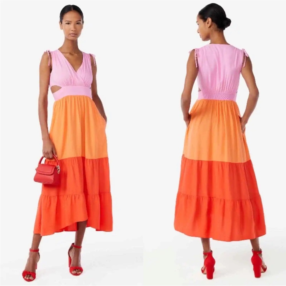 NWT. SCOOP Daryl color block dress size S